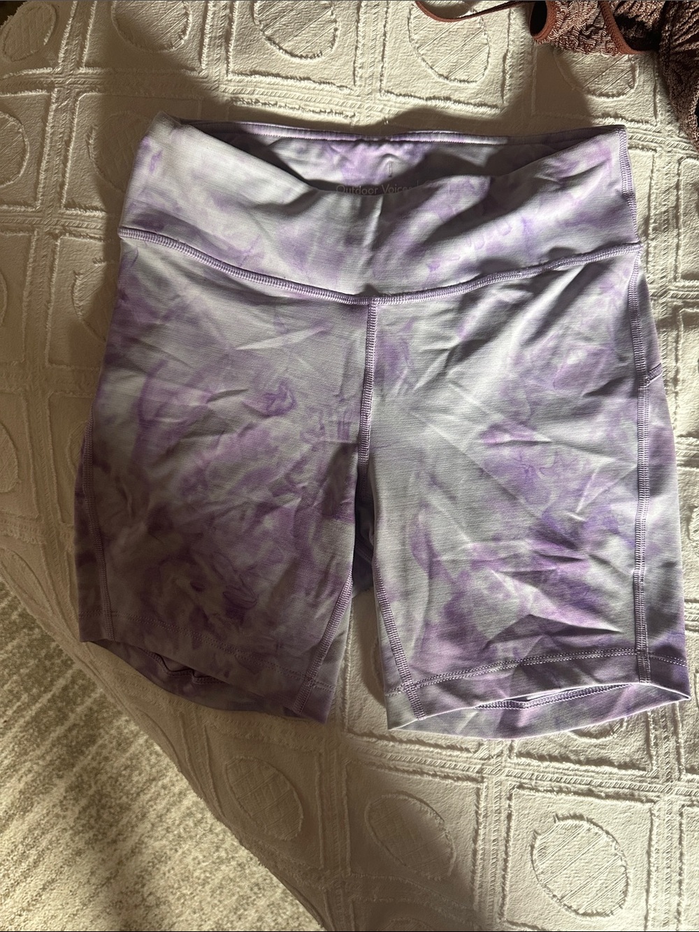 Outdoor Voices Lavender Tie-Dye High-Rise Bike Shorts